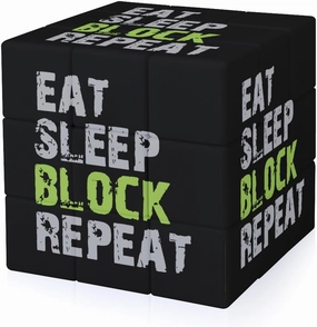 Eat Sleep Block Repeat Funny 3x3x3 Cube Smooth Lightweight Puzzle for Adult Graphic Printing Travel