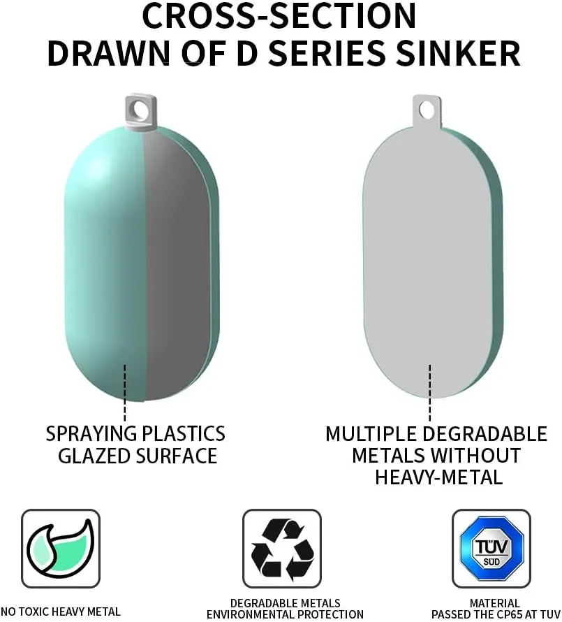 ECOFT Lead Free Fishing Weights Sinkers 80g-1000g Coated Raindrop Weights Bank Sinkers Cylindrical Deep Drop Weights Assorted Sizes Bag Non-Lead Fishing Weights Saltwater for Bottom Fishing