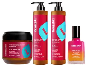 Ecolchi Hair Mask Argan Oil Shampoo and Conditioner Set Conditioning Moisture Collagen Deep Repair Hair Treatment Shampoo Conditioner Set for Dry and Damaged All Hair Types 550 60 2X750ml