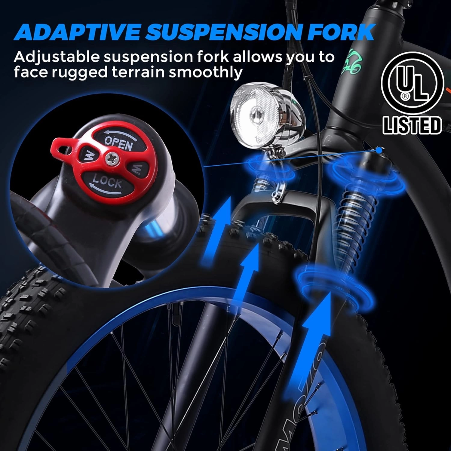 ECOTRIC Coolboy Electric Bike 26" Fat Tire 750W Electric Mountain Bike 48V 12.5AH Removable Large Battery Adult Electric Bicycles Beach Snow Mountain Bike Dual Shock Absorber & Shimano 7-Speed