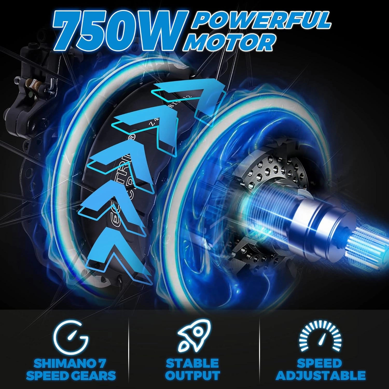 ECOTRIC Coolboy Electric Bike 26" Fat Tire 750W Electric Mountain Bike 48V 12.5AH Removable Large Battery Adult Electric Bicycles Beach Snow Mountain Bike Dual Shock Absorber & Shimano 7-Speed