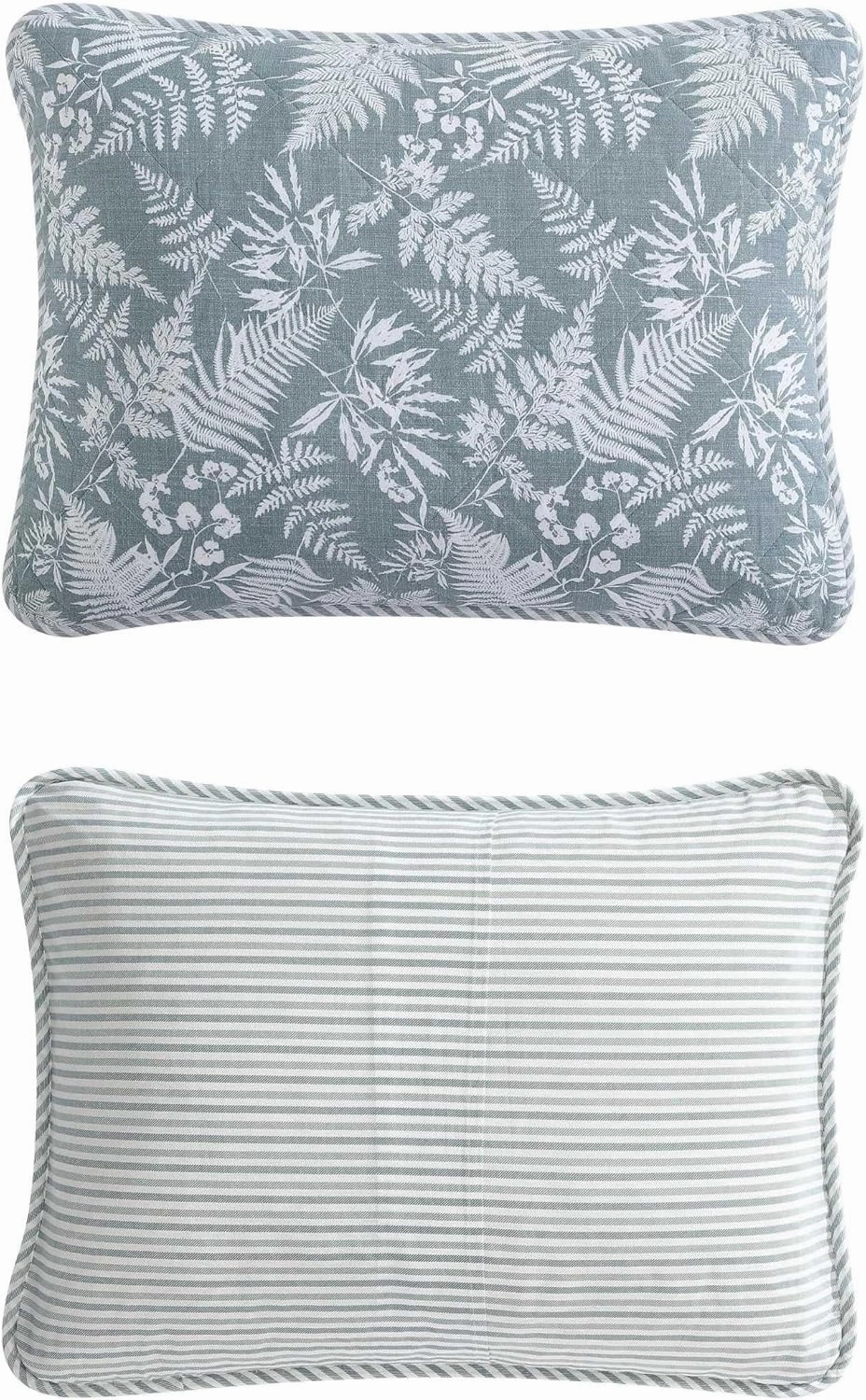 Eddie Bauer - King Quilt Set, Reversible Cotton Bedding with Matching Shams, Wildflower Inspired Home Decor with Stripe Reverse (Fern Garden Green, King)