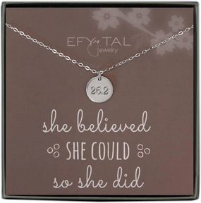 EFYTAL Marathon Runner 26.2 Necklace, 925 Sterling Silver Disc Jewelry Gift for Athlete, Gifts for a Runner