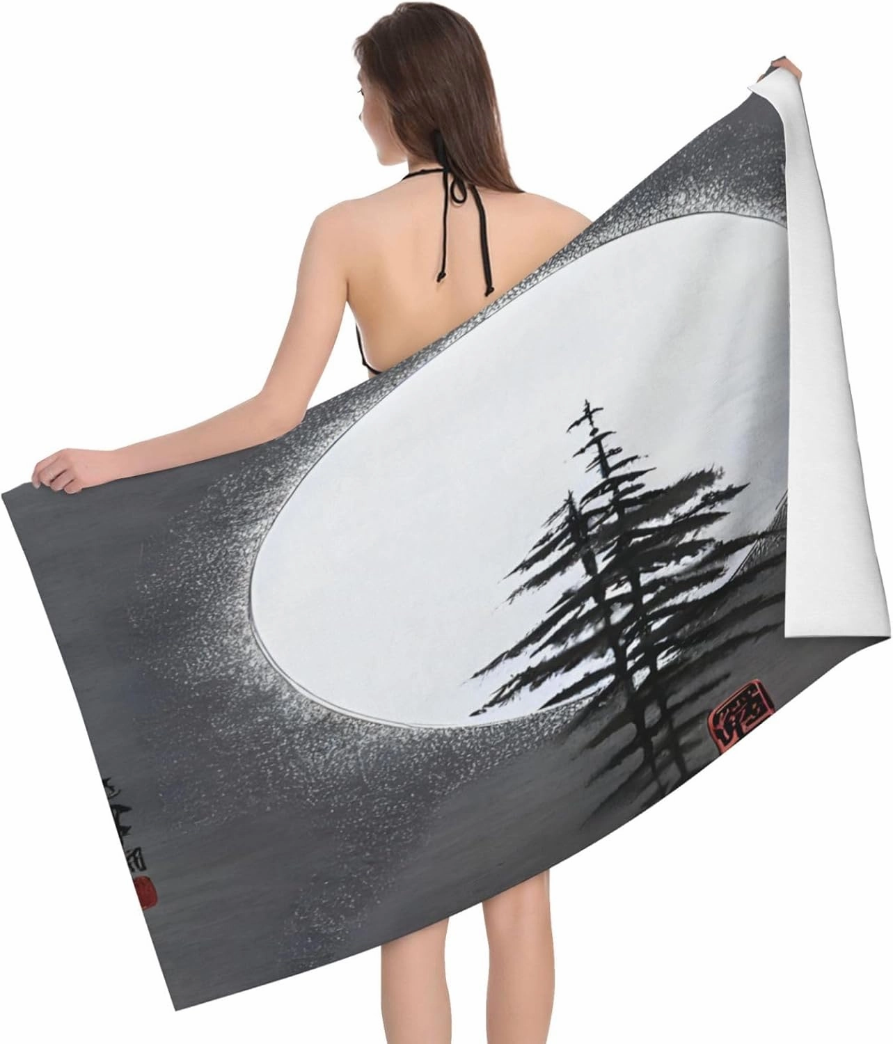 EkcoS Moon Pine Tree Microfiber Absorbent Bath Towel,Soft and Absorbent, Towels for Bathroom, Gym, Hotel, and Spa (32x52inches)