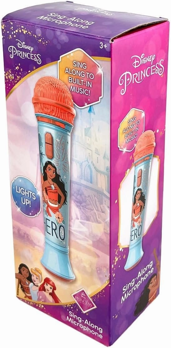 ekids Disney Princess Moana Toy Microphone for Kids, Musical Toy for Girls with Built-in Music, Kids Microphone Designed For Fans of Moana Toys for Girls