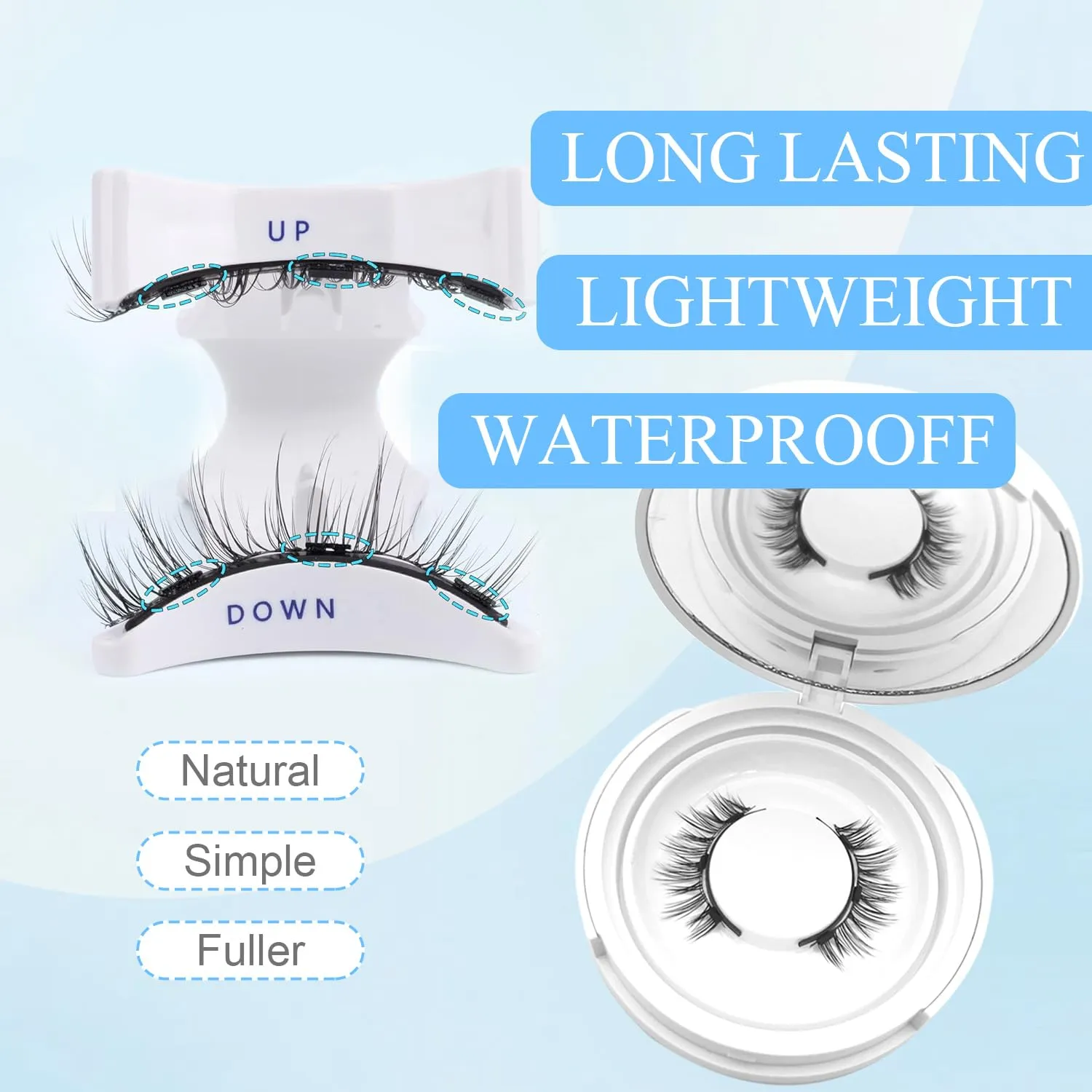 Elara Craft Magnetic Eyelashes with Applicator,Reusable Magnetic Eyelashes Natural Look,Easy to Wear and Remove Soft Lashes kit No Glue Needed(Simple)
