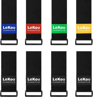 Elastic Cinch Straps Black 2" x 18" (8 Pack), Stretchy Hook and Loop Storage Straps Hook and Loop Cinch Strap with Buckle - Bicycle, Truck, Boat Extension Cords, Hoses Garage & RV Organization
