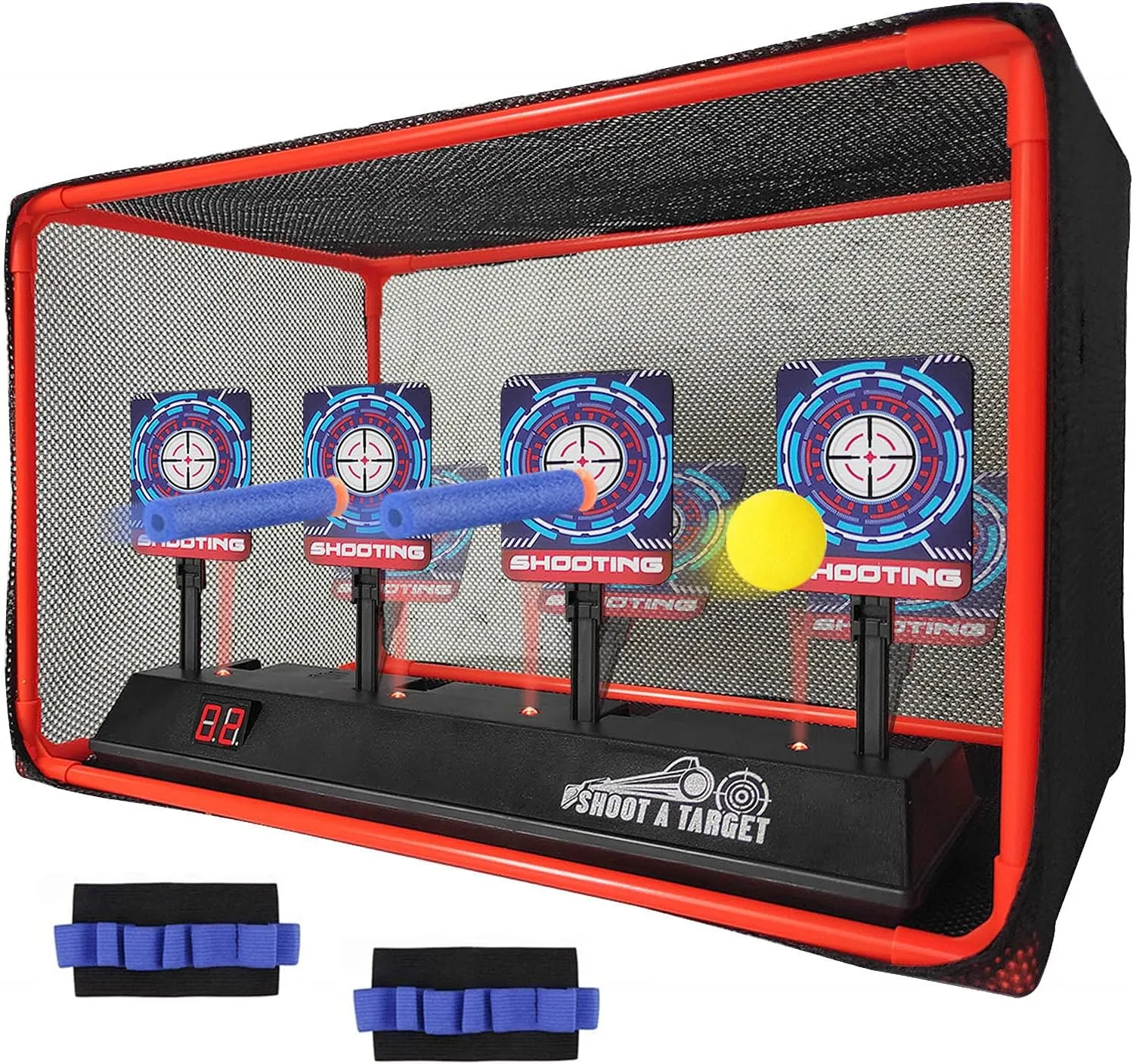 Electronic Auto Reset Digital Shooting Target with net for Toy Gun Gifts for Kids Boys Girls Age 3 