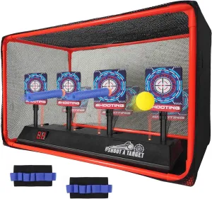 Electronic Auto Reset Digital Shooting Target with net for Toy Gun Gifts for Kids Boys Girls Age 3 
