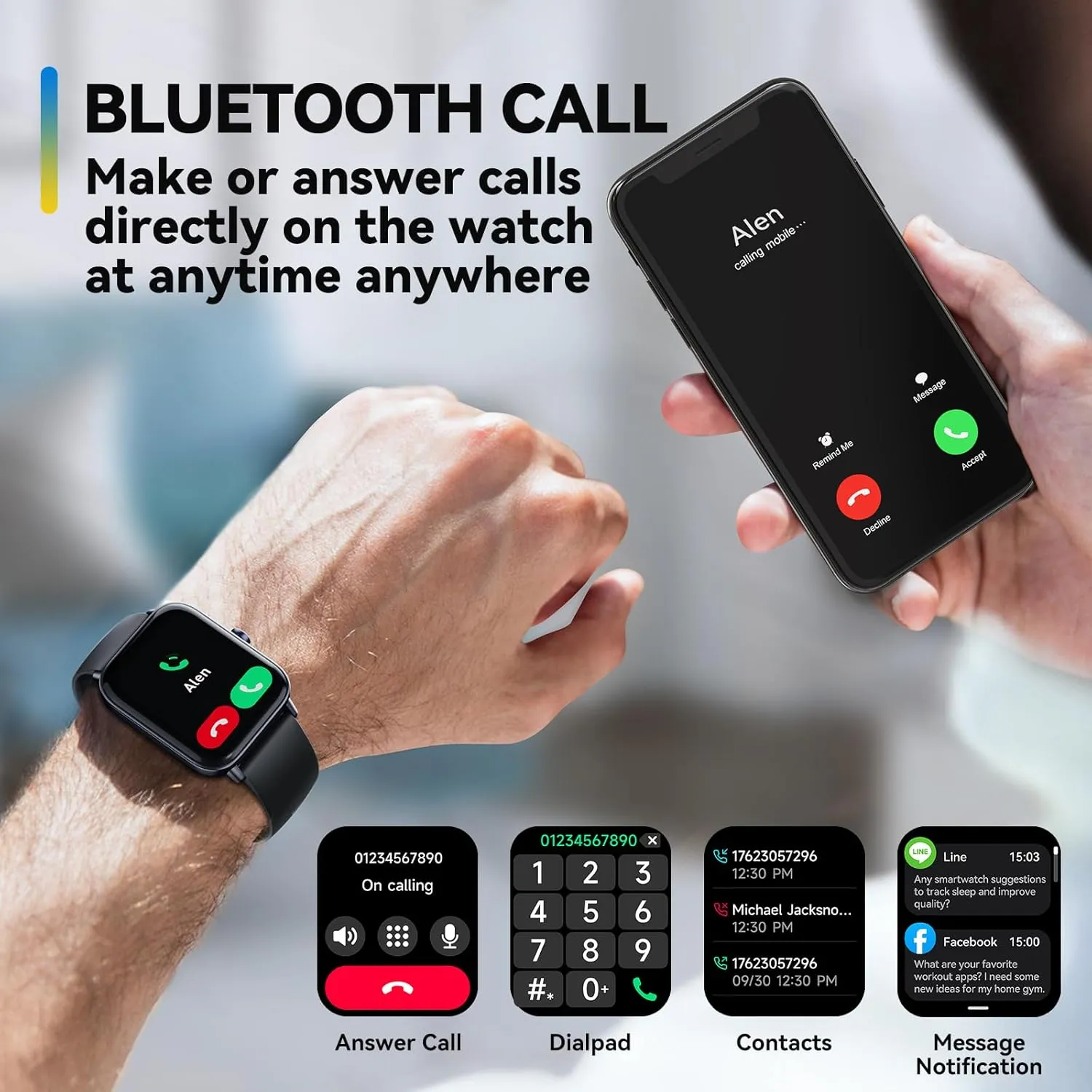 ENOMIR Smart Watch for Men Women, Alexa Built-in Fitness Tracker with Call Function & 2025 Upgraded 1.85" HD Anti-Fall Screen, 5ATM Waterproof Heart Rate/Sleep/SpO2 Monitor, iOS Android Compatible