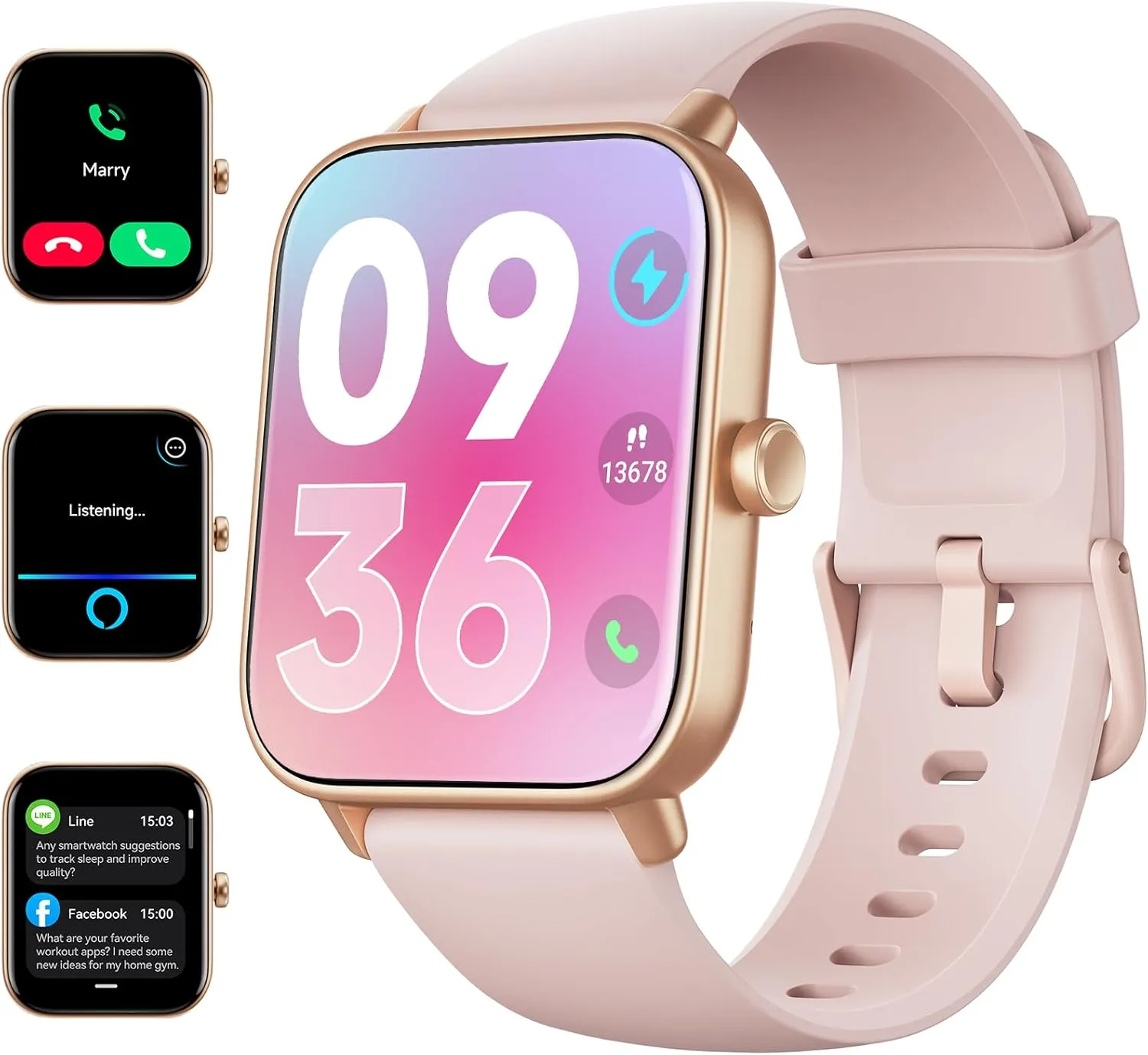 ENOMIR Smart Watch for Men Women, Alexa Built-in Fitness Tracker with Call Function & 2025 Upgraded 1.85" HD Anti-Fall Screen, 5ATM Waterproof Heart Rate/Sleep/SpO2 Monitor, iOS Android Compatible