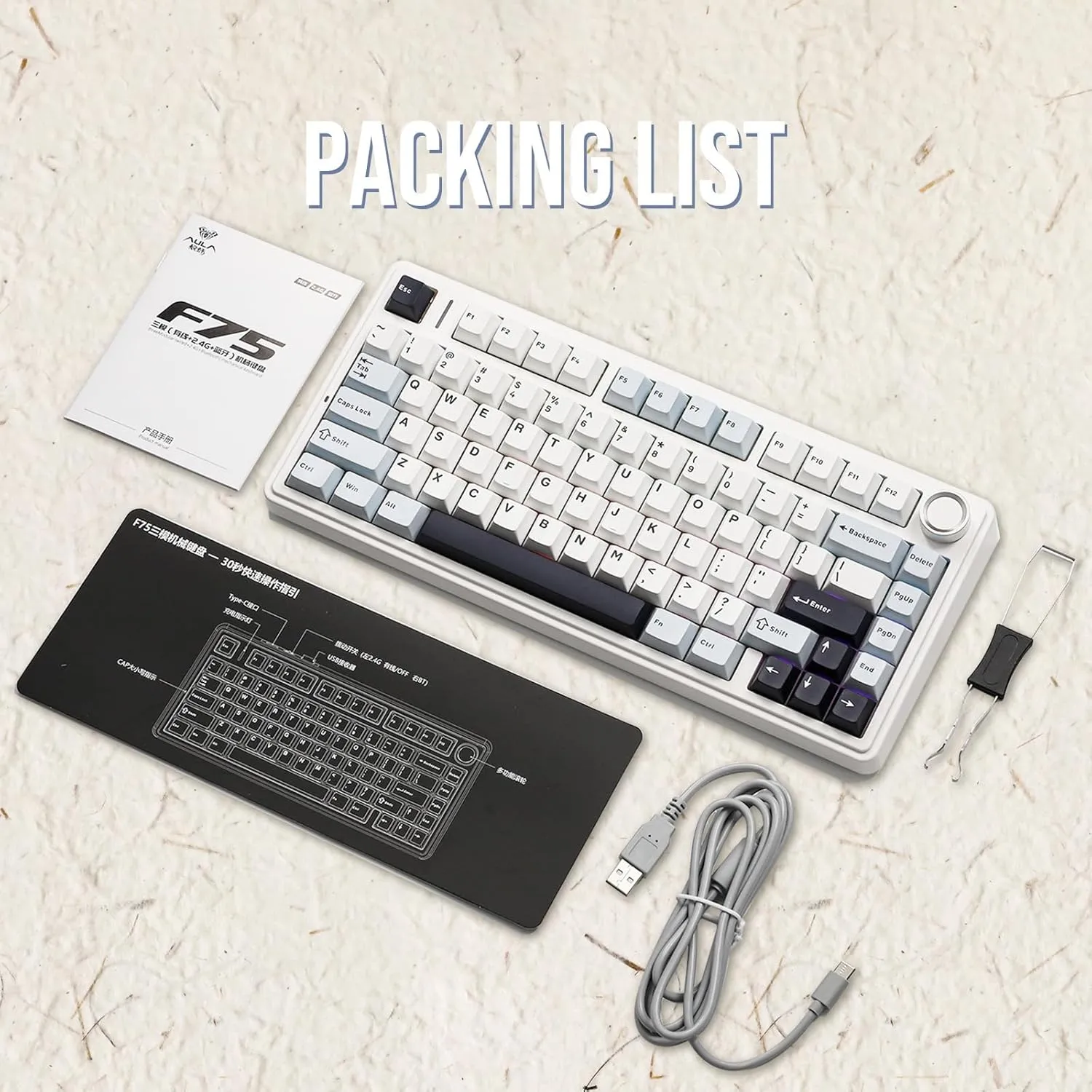 EPOMAKER x Aula F75 Gasket Mechanical Keyboard, 75% Wireless Hot Swappable Gaming Keyboard with Five-Layer Padding&Knob, Bluetooth/2.4GHz/USB-C, RGB (Light Blue, LEOBOG Reaper Switch)