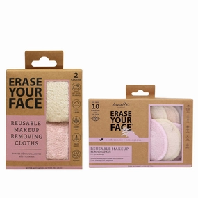 ERASE YOUR FACE Eco-Friendly Makeup Remover Bundle - Reusable Microfiber Face Towels to Cleanse & Remove Makeup - Water Activated, Dual-Sided Design - Eco-Friendly Packaging (2 Count)