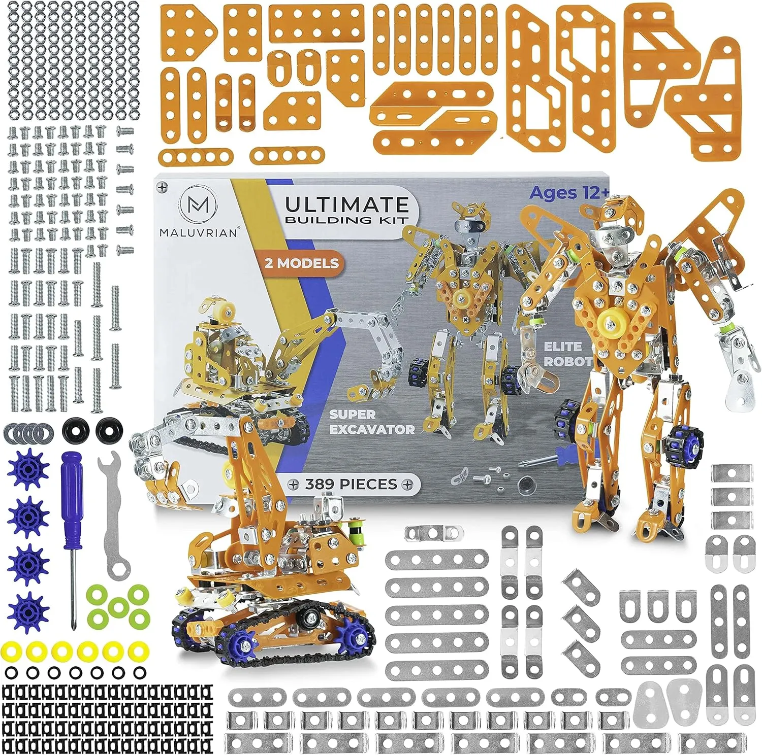 Erector Set for Boys & Girls - Metal Model Kits for Adults, Teens & Advanced Kids - Stem Toys - Build A Robot or Excavator - Educational & Engineering Toys - Building Kit | 389 pcs