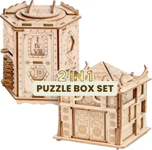 ESC WELT Brainteasers Set - Brain Teaser Puzzles for Adults & Kids - Puzzle Box with Hidden Compartment - Wooden Brain Puzzles - Puzzle Box - Escape Room in a Box - Gift for Easter