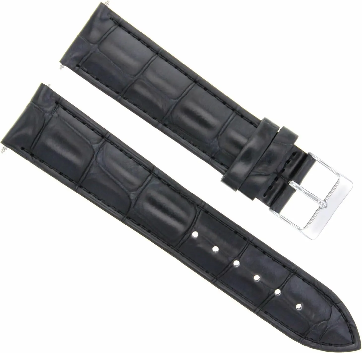 Ewatchparts 20mm Genuine Leather Watch Band Strap Compatible With Raymond Weil Tango 5590 Black