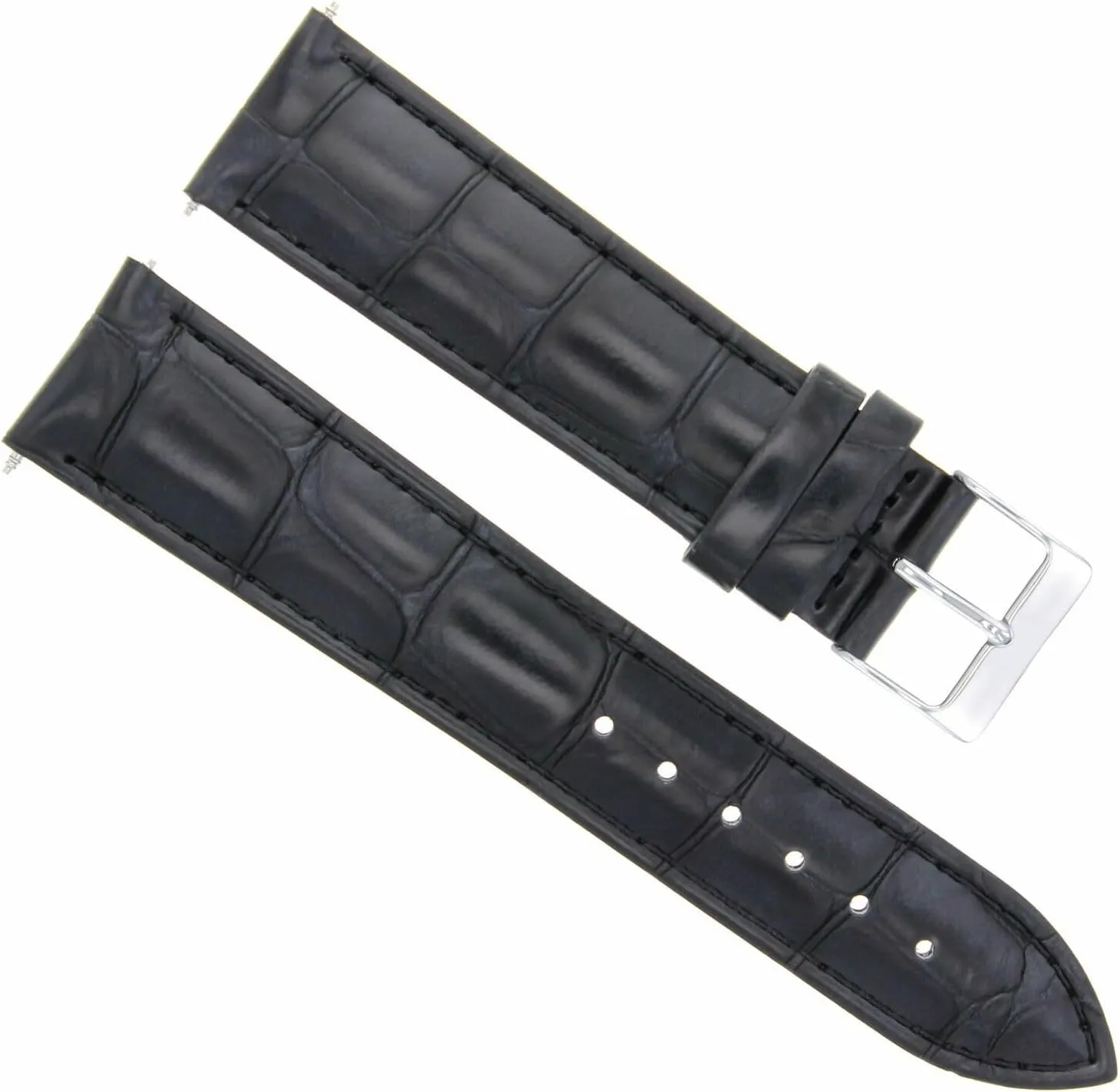 Ewatchparts 22mm Leather Watch Band Strap Compatible With Raymond Weil Tango 4881 Chronograph Black