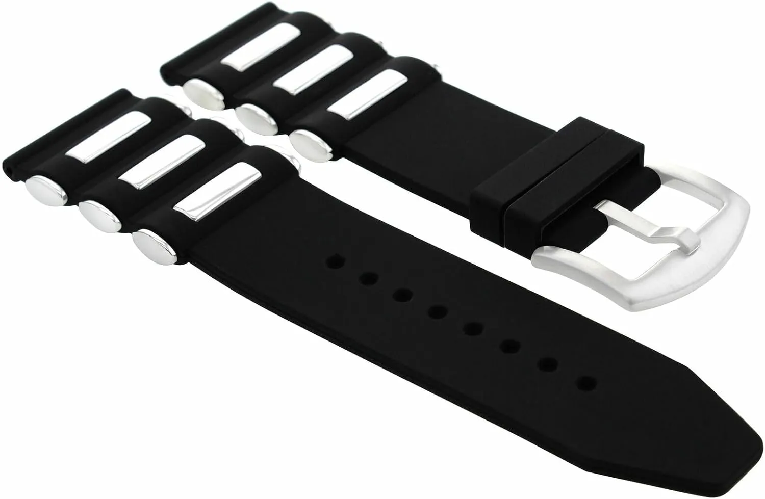 Ewatchparts 26mm Silicone Rubber Diver Watch Band Strap Compatible With Swiss Legend Militare 6611 Black