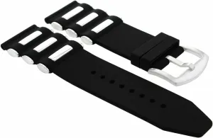 Ewatchparts 26mm Silicone Rubber Diver Watch Band Strap Compatible With Swiss Legend Militare 6611 Black