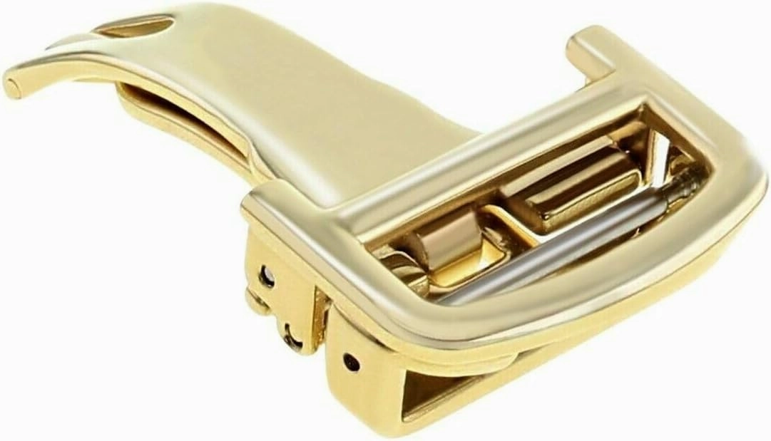 Ewatchparts 16mm Deployment Leather Watch Band Strap Clasp Compatible With Cartier Roadster/Solo Gold