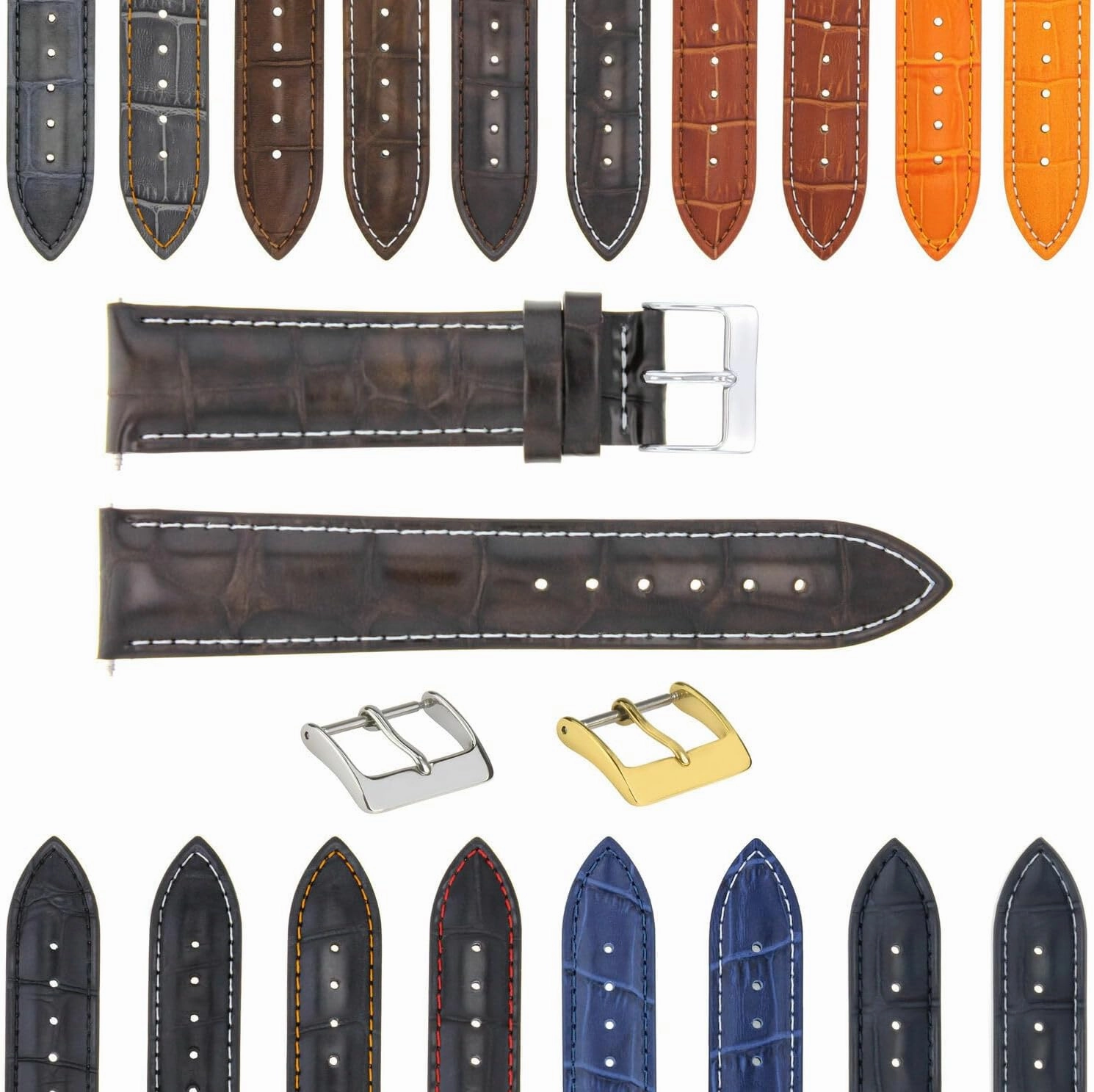 Ewatchparts 17-18-19-20-21-22-23-24MM GENUINE ITALIAN LEATHER WATCH BAND STRAP FOR WATCHES