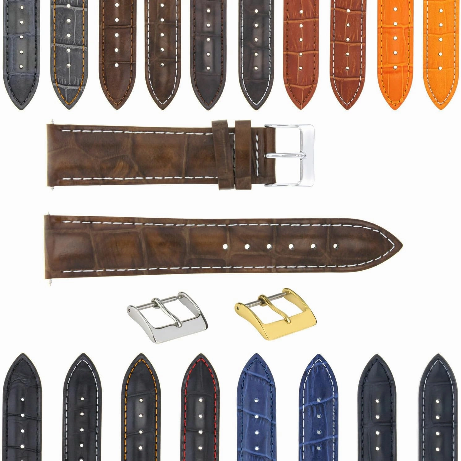 Ewatchparts 17-18-19-20-21-22-23-24MM GENUINE LEATHER WATCH BAND STRAP COMPATIBLE WITH OMEGA WATCH