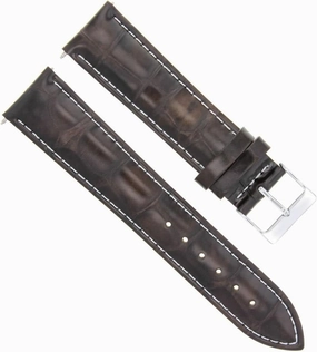 Ewatchparts 18mm Leather Watch Band Strap Compatible With Rolex Cellini Watch Date Dark Brown With White Stitching