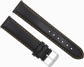 Ewatchparts 20mm Smooth Leather Watch Band Strap Compatible With Baume Mercier Capeland 65405 Black With Orange Stitching