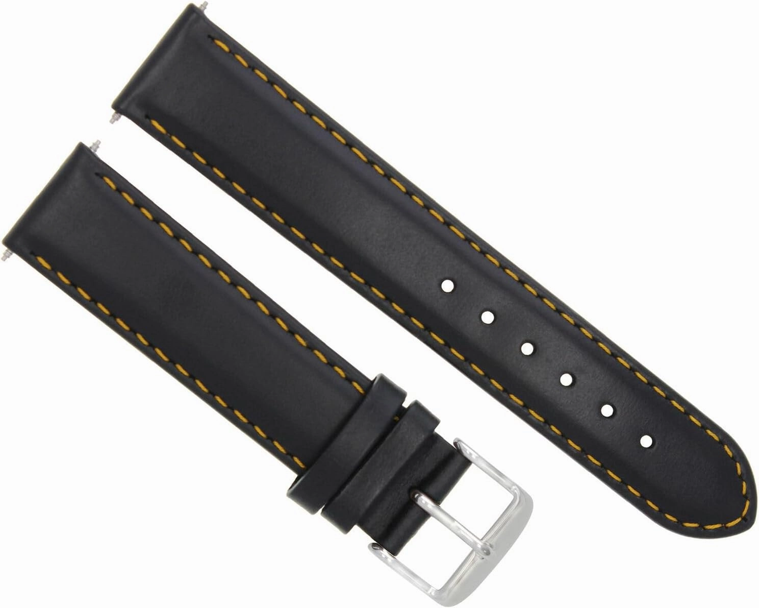 Ewatchparts 20mm Smooth Leather Watch Band Strap Compatible With Baume Mercier Capeland 65405 Black With Orange Stitching