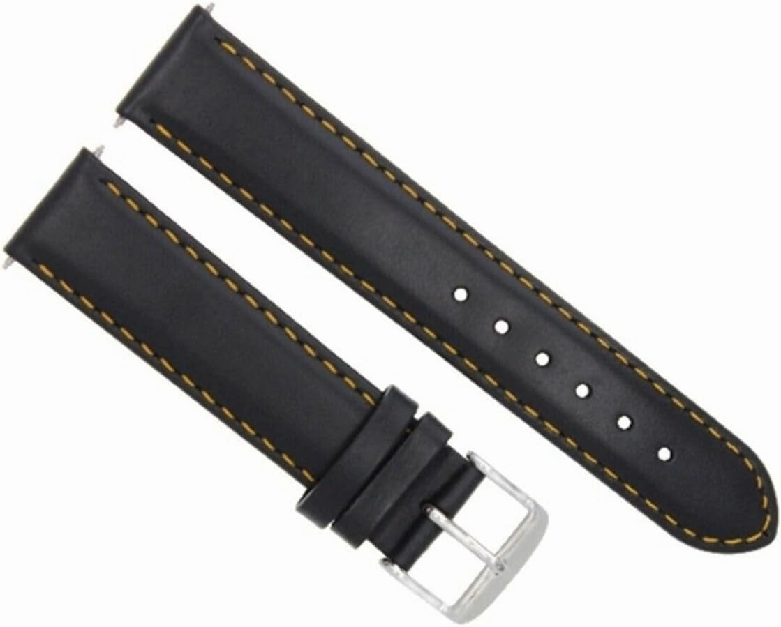 Ewatchparts 22mm Leather Watch Band Strap Compatible With 45.5mm Omega Seamaster Planet Ocean Black With Orange Stitching