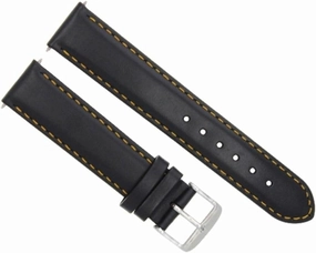 Ewatchparts 22mm Leather Watch Band Strap Compatible With 45.5mm Omega Seamaster Planet Ocean Black With Orange Stitching