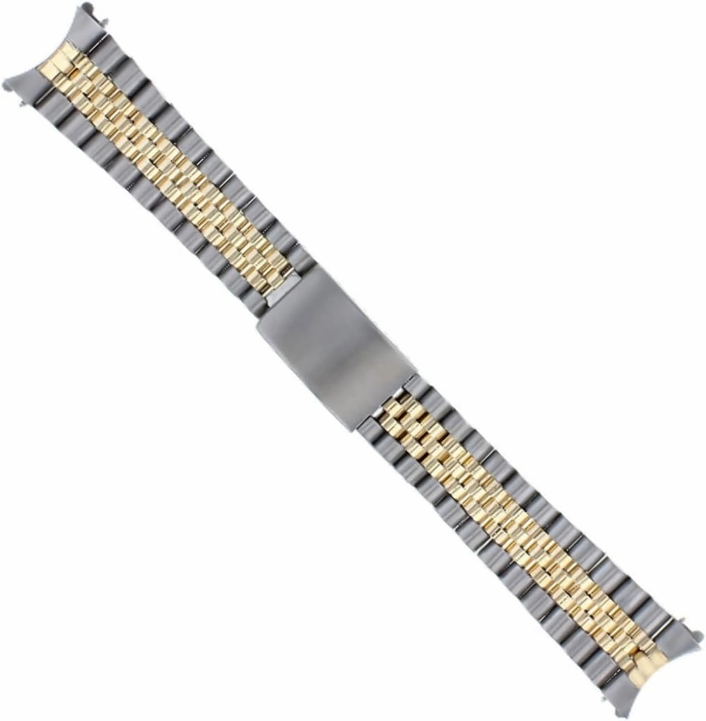 Ewatchparts Jubilee Watch Band Compatible With 34mm Rolex Men Date 1500 Airking Real Gold 14K Stainless Steel 19mm