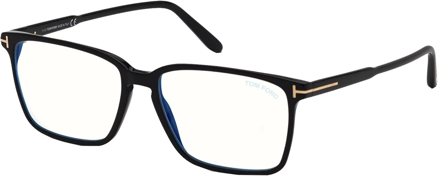 Eyeglasses Tom Ford FT 5696 -B 001 Shiny Black/Blue Block Lenses