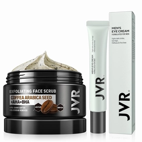 Face Scrub for Men and JVR Caffeine Eye Cream and Under Eye Roller Facial Scrub for Deep Exfoliating  Eye Serum for Fine Lines
