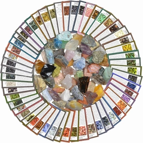 Fantasia Materials: 50 Different Rough Stones with Identification Cards - The Best Starter Rock Collection and Activity Kit Including Stones from Brazil, Madagascar, Mexico, Asia, India and More!