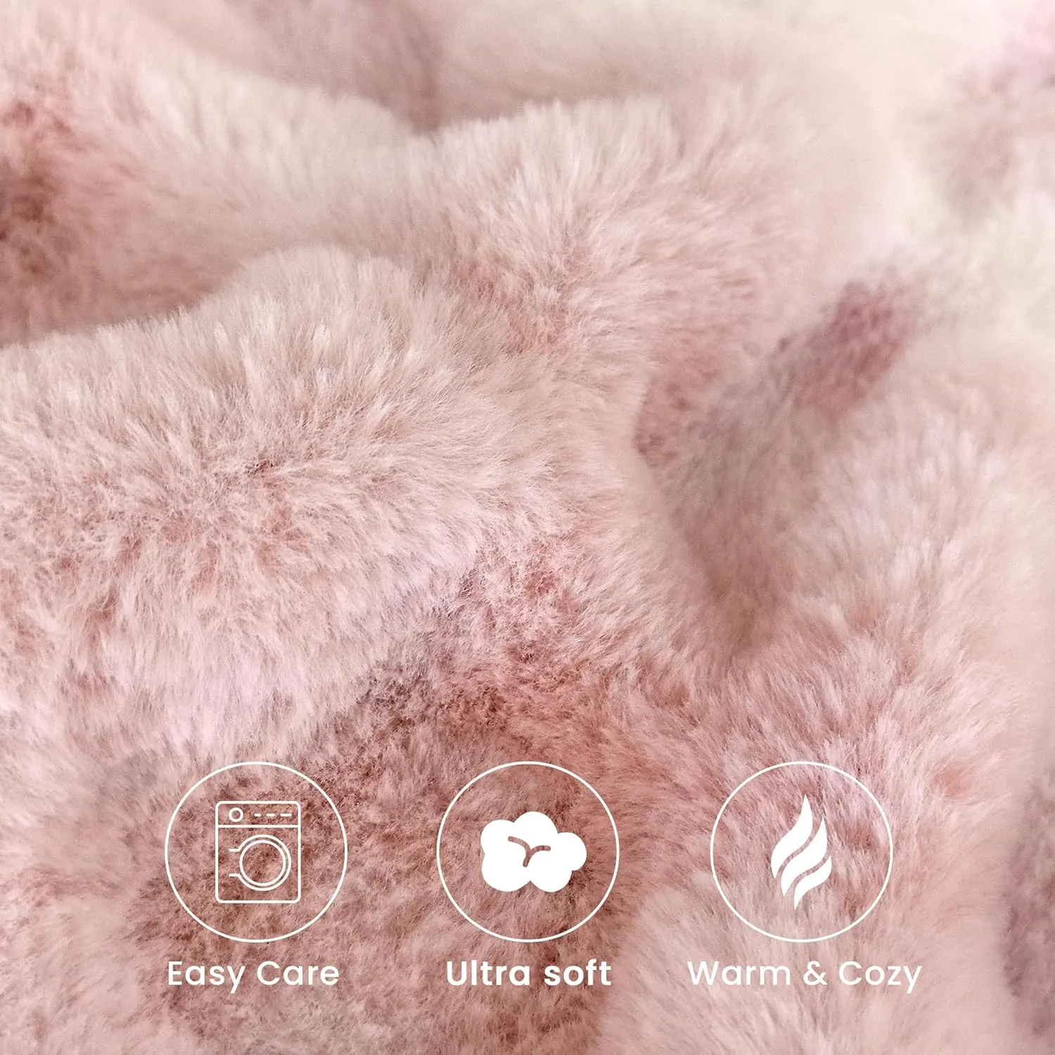 Faux Fur Blanket, Throw Blanket for Couch, Fluffy Blanket with Stretch Ruched Design, Ultra Soft Giftable Home Decor, 50x60 inches, Tie-Dyed in Pink