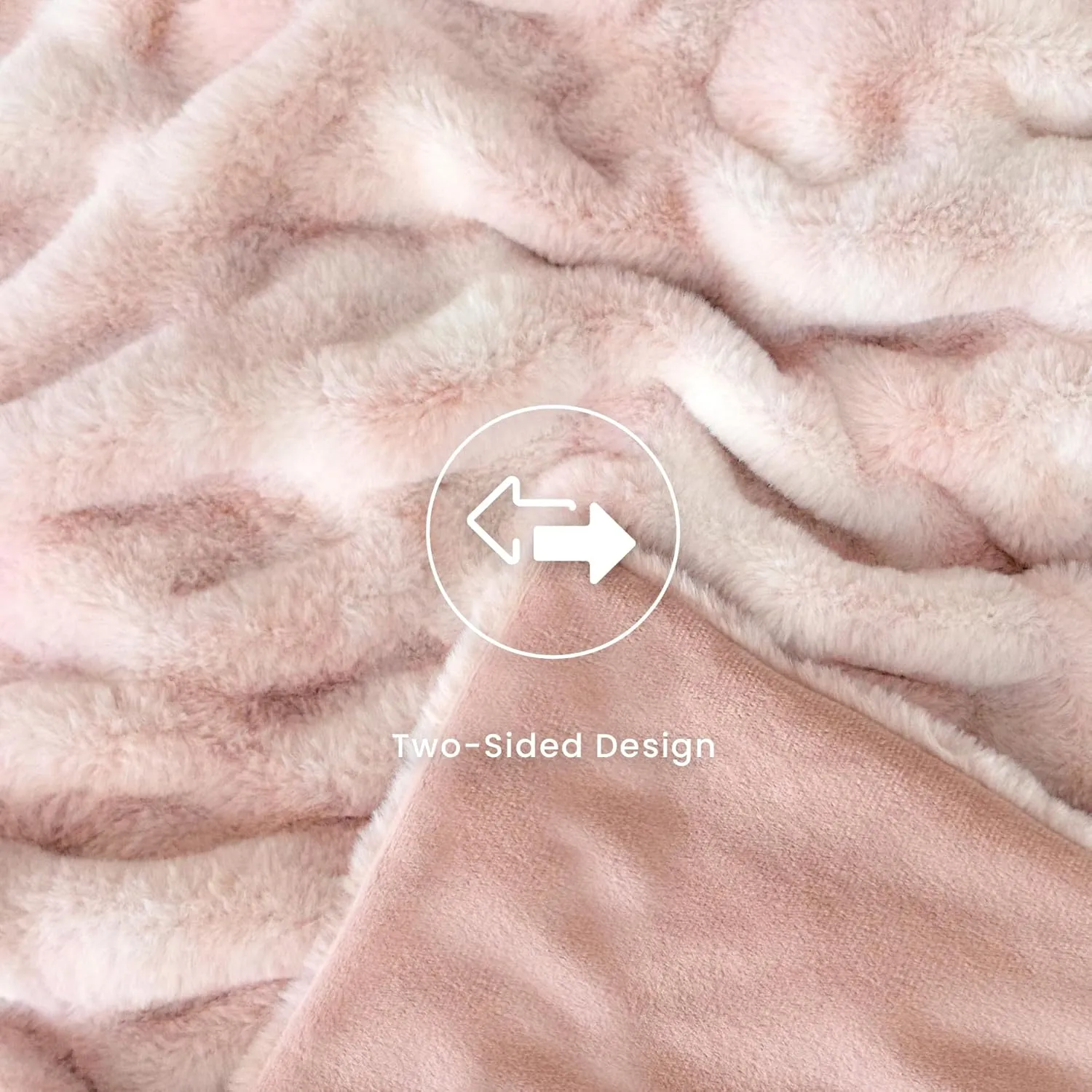 Faux Fur Blanket, Throw Blanket for Couch, Fluffy Blanket with Stretch Ruched Design, Ultra Soft Giftable Home Decor, 50x60 inches, Tie-Dyed in Pink