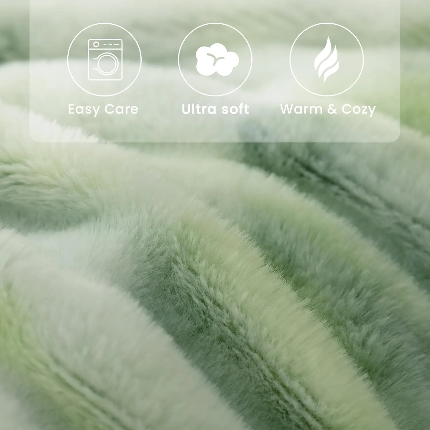 Faux Fur Blanket, Throw Blanket for Couch, Fluffy Blanket with Stretch Ruched Design, Ultra Soft Giftable Home Decor, 50x60 inches, Tie-Dyed in Sage Green