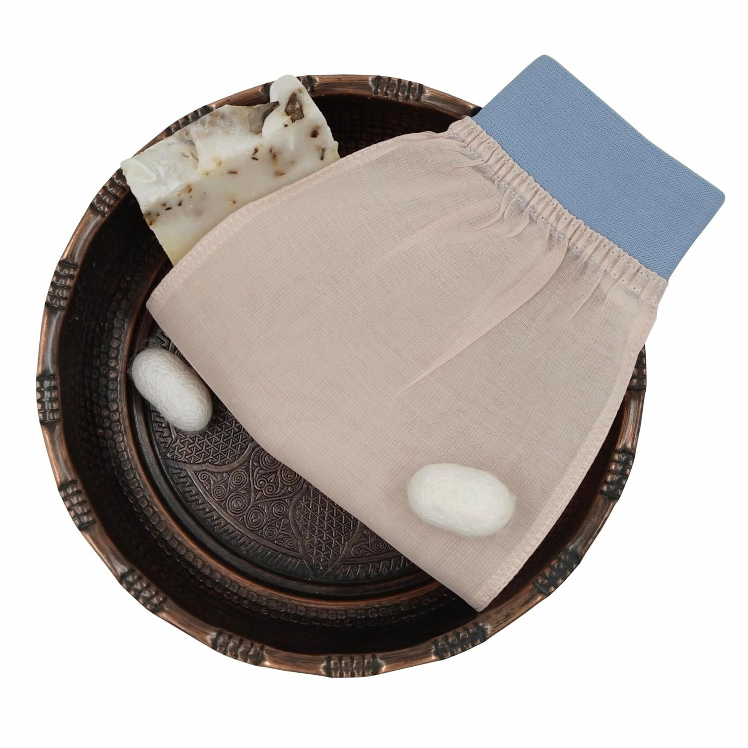 Feel Fine Turkish Exfoliating Mitt – 100% Raw Silk Hammam Kese Glove for Men & Women | Handcrafted Turkish Skin Peeling Scrubber Bath & Sauna Exfoliator (Lilac)