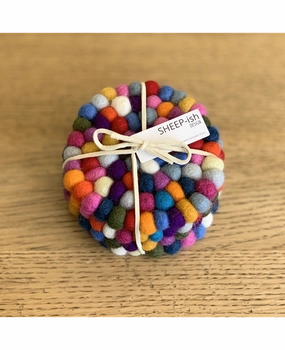 Felt Ball Coasters Rainbow