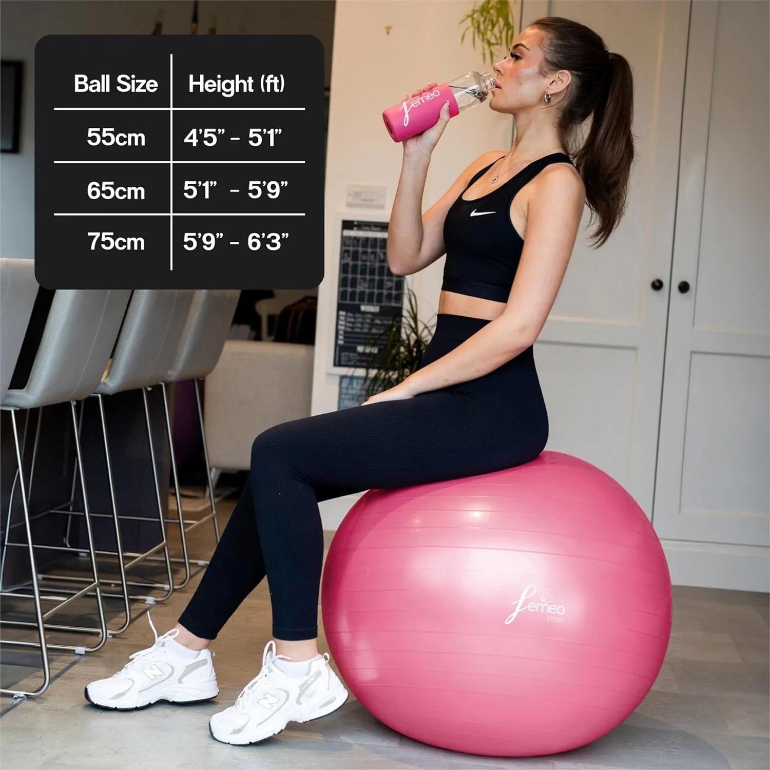 Femeo® Premium Yoga Ball & 100 Page Exercise Book | Stability, Pregnancy Pilates & Birthing | Over 50 Workout Exercises | Anti Burst