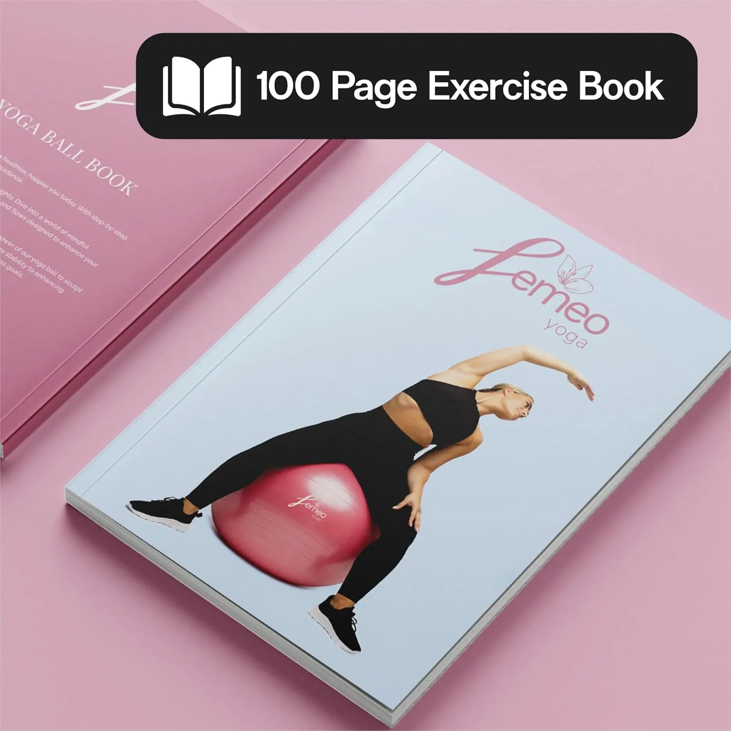 Femeo® Premium Yoga Ball & 100 Page Exercise Book | Stability, Pregnancy Pilates & Birthing | Over 50 Workout Exercises | Anti Burst