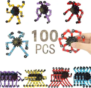 Fingertip Gyro Toy Fidget Mechanical DIY Transformable Fidget Spinners Fidget Toys Robot Creative Chain Gyro Toy for Goodie Bag Stuffers Party Favors Gift Prizes Novely Anxiety Toys (Multicolor100pcs)