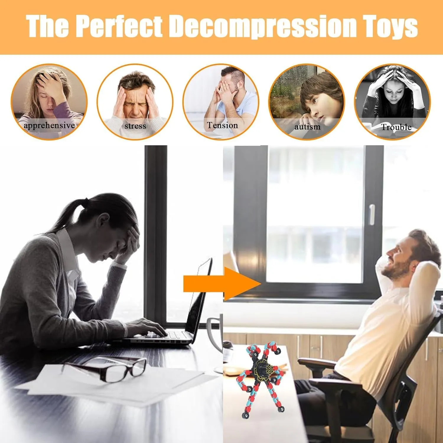 Fingertip Gyro Toy Fidget Mechanical DIY Transformable Fidget Spinners Fidget Toys Robot Creative Chain Gyro Toy for Goodie Bag Stuffers Party Favors Gift Prizes Novely Anxiety Toys (Multicolor100pcs)