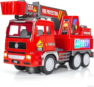 Fire Truck Car Toy for Toddler Kids Girls Boys 3  Birthday, Kids' Play Trucks with 4D Lights & Music- Automatic Bump Go Technology - Electric Universal Ladder Car