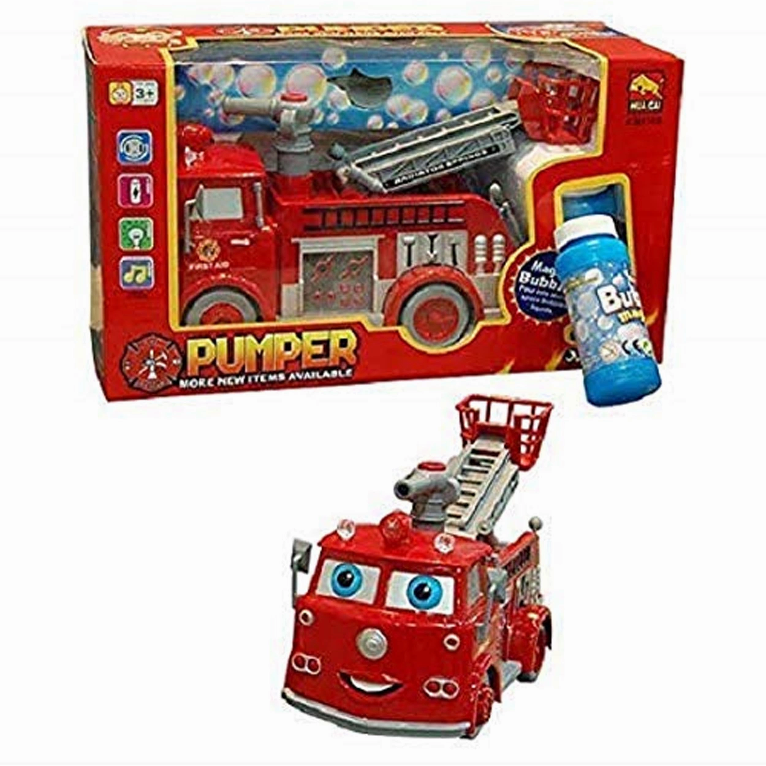 Fire Truck Bubble Blowers – Flashing Lights & Siren Sounds