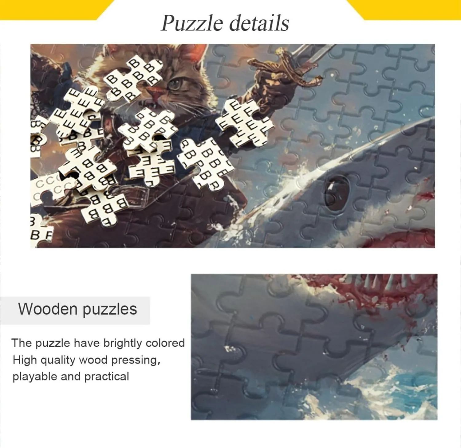Fish Cat Pirate Jigsaw Puzzle for Adults 1000 Pieces, Impossible Challenging Hard Nature Difficult Puzzles for Adults Jigsaw Puzzle for Family Games Party Entertainment