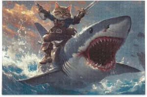 Fish Cat Pirate Jigsaw Puzzle for Adults 1000 Pieces, Impossible Challenging Hard Nature Difficult Puzzles for Adults Jigsaw Puzzle for Family Games Party Entertainment