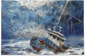Fishing Boat Sea Jigsaw Puzzle for Adults 1000 Pieces, Challenging Puzzle for Puzzles Lovers Jigsaw Puzzle for Party Entertainment, Family Games