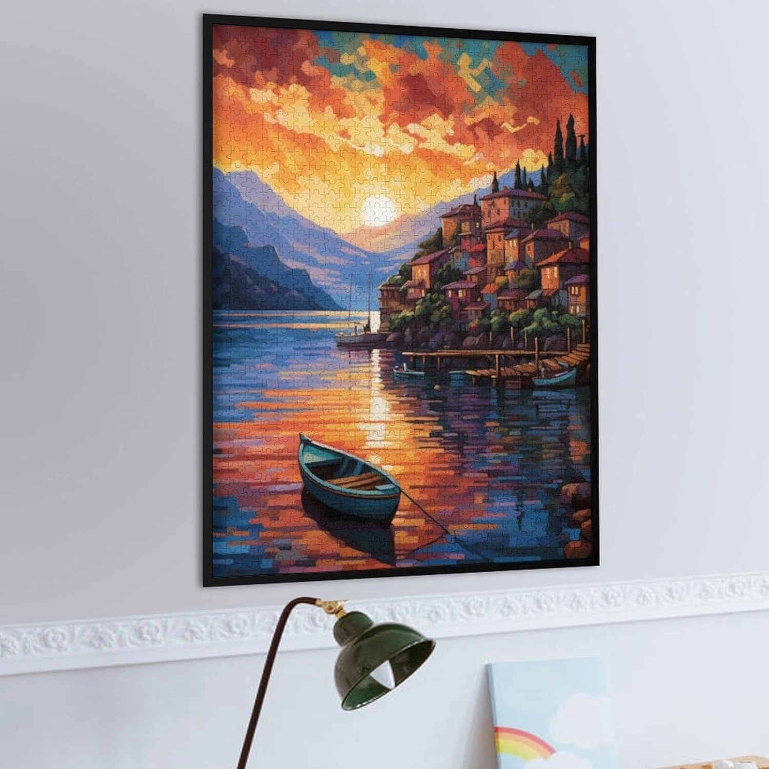 Fishing Village Jigsaw Puzzles Gifts Brain Challenging Puzzle for Game Night Family Friends 1000 Piece Puzzle for Adults and Kids Families Birthday Party Gift Toy